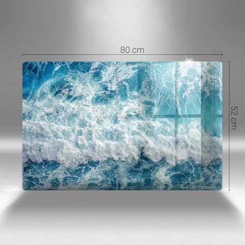 Planche à découper 80x52cm Wallfluent protège plaques rayures vagues mer - 7