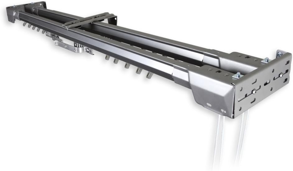 Rod Desyne Home Decorative Heavy Duty Double Traverse Rod Center Open 66"-120"- Silver : Home & Kitchen