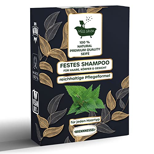 Miss Savon Brennessel Festes Shampoo & Duschgel Vegan Seife Fest Schampoo Damen und Herren Naturkosmetik Haarseife für jeden Haare Gesicht Pflege Beauty (Brennessel) Cover