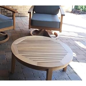 Atlantic Round Teak Outdoor Coffee Table, Natural Atlantic Round Teak Outdoor Coffee Table Natural