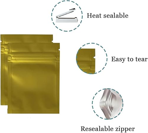 Miniatura 2 de PABCK 100 unidades de color dorado mate de 4.7 x 7 pulgadas (tamaño interior de 4.1 x 5.7 pulgadas) para ventana frontal, resellable, con cierre de
