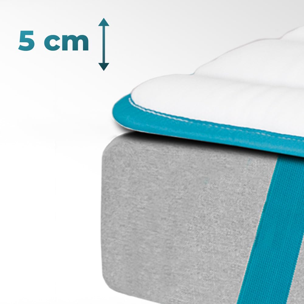 Cecotec Topper Acolchado Flow TopCloud 135x190. Cubrecolchón Sobrecolchón. Espuma Supersuave y Fibra Siliconada de 5 cm de Altura, 4 Correas Elásticas Antideslizantes para una Mejor Sujeción