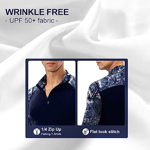 Men's Long Sleeve UPF 50+ Sun Protection Skins Performance Fit Compression Rash Guard 1/4 Zip Pullover Fishing Workout Shirts4