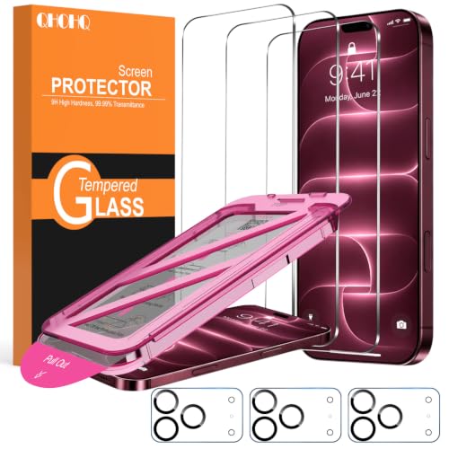 QHOHQ for iPhone 18 Pro Max Screen Protector, 9H+ Tempered Glass, 3+3 Pack - image 8