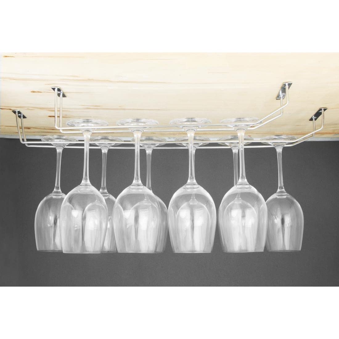 Olympia Stemware Rack 610mm Wine Bar Pubs Glass Flutes Holder with New Features, Silver, 610 mm - Image 3