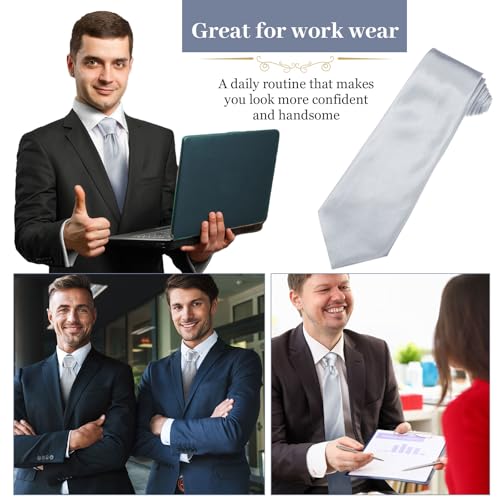 Image of Syhood 6 /12 /24 Pcs Men Ties Set Solid Satin Pure Color Business Formal Necktie Tie 57 inch for Men Occasion Wedding
