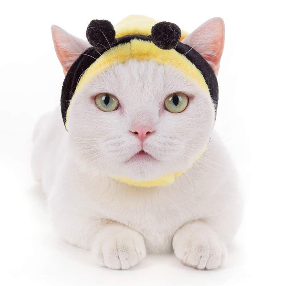 Pet Costume Hat Cat Bee Headdress Warm Winter Dog Hat Cat Headgear Cat Toy for Cosplay Puppy Dress Up L
