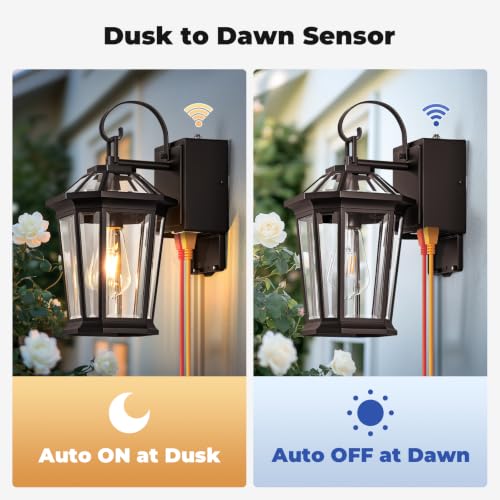Image of Gleamz Porch Light with Outlet, Oil-Rubbed Bronze Outdoor Light Fixture