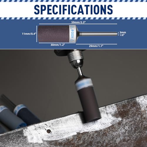 Image of 10Pcs 400 Grit Sanding Drums Sandpaper Sticks Set for Dremel Rotary Tool with 1 /8 inch Shank, Sanding Bits Kit Rotary Tool Accessories for Metal Rust Removal /Jade Polishing /Stone Grinding (400 Grit)