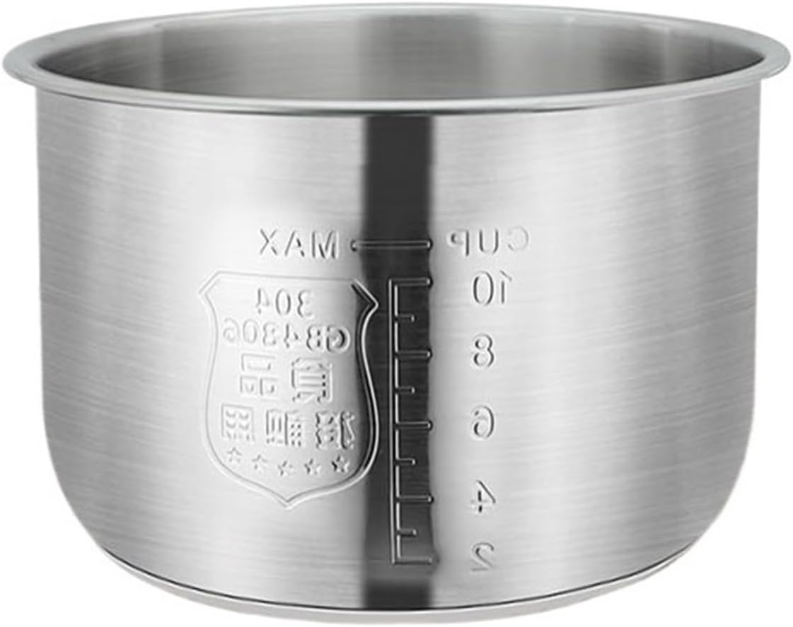 Stainless Steel Inner Pot Compatible For Midea 3L Electric Pressure Cooker 304 Food Grade Universal Uncoated Replacement Inner Pot Rice Cooker Container Replacement Inner Pot Kitchen Tools Rice Cooker