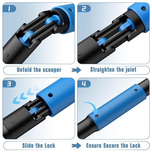 JELLAS 32\" Pooper Scooper for Dogs and Cats - Portable Dog Poop Scooper with Foldable Long Handle, Includes Bag and Attachment - Ideal for Large & Small Dogs (Blue) - Thumbnail 6