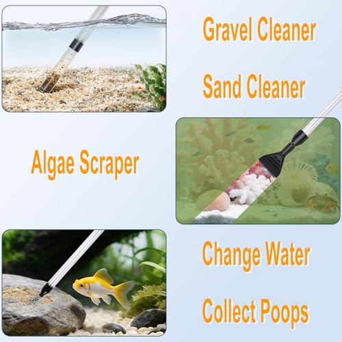 Carefree Fish Aquarium Gravel Cleaner 15~30In with 6Ft Water Hose Fish Tank Water Changer Sand Vacuum with Skimmer Net and Long Handle Sponge Brush Algae Scraper by Carefree Fish - Image 2