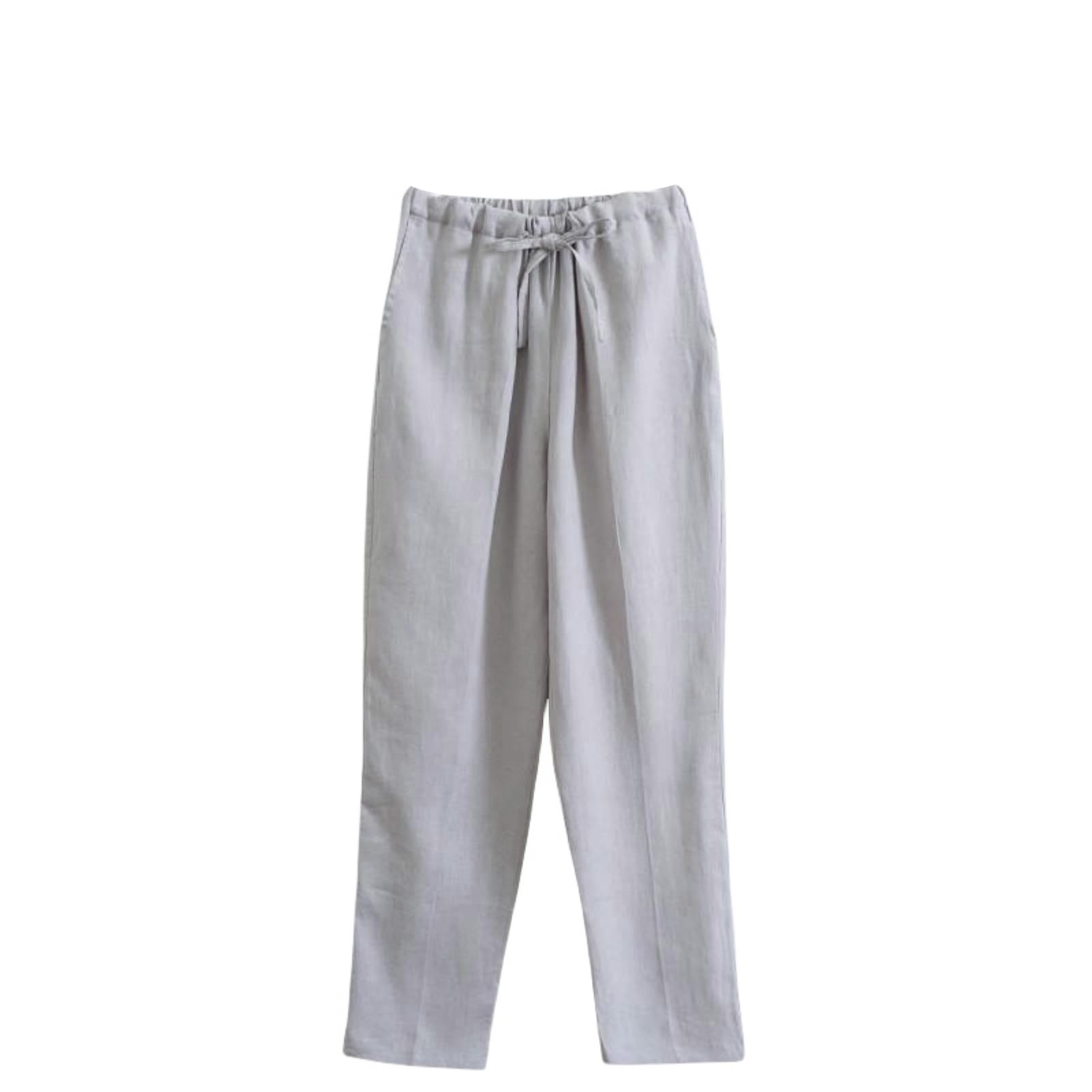 Pantaloni casual sportivi da uomo a gamba larga in cotone e lino per primavera estate