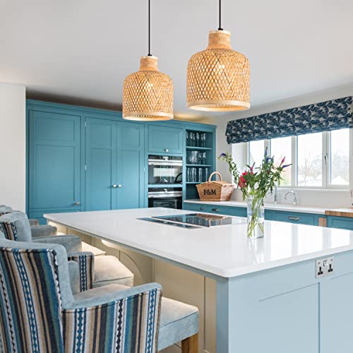 Ahaloye Coastal Bamboo Wicker Dome Pendant Lighting Fixture - Image 6