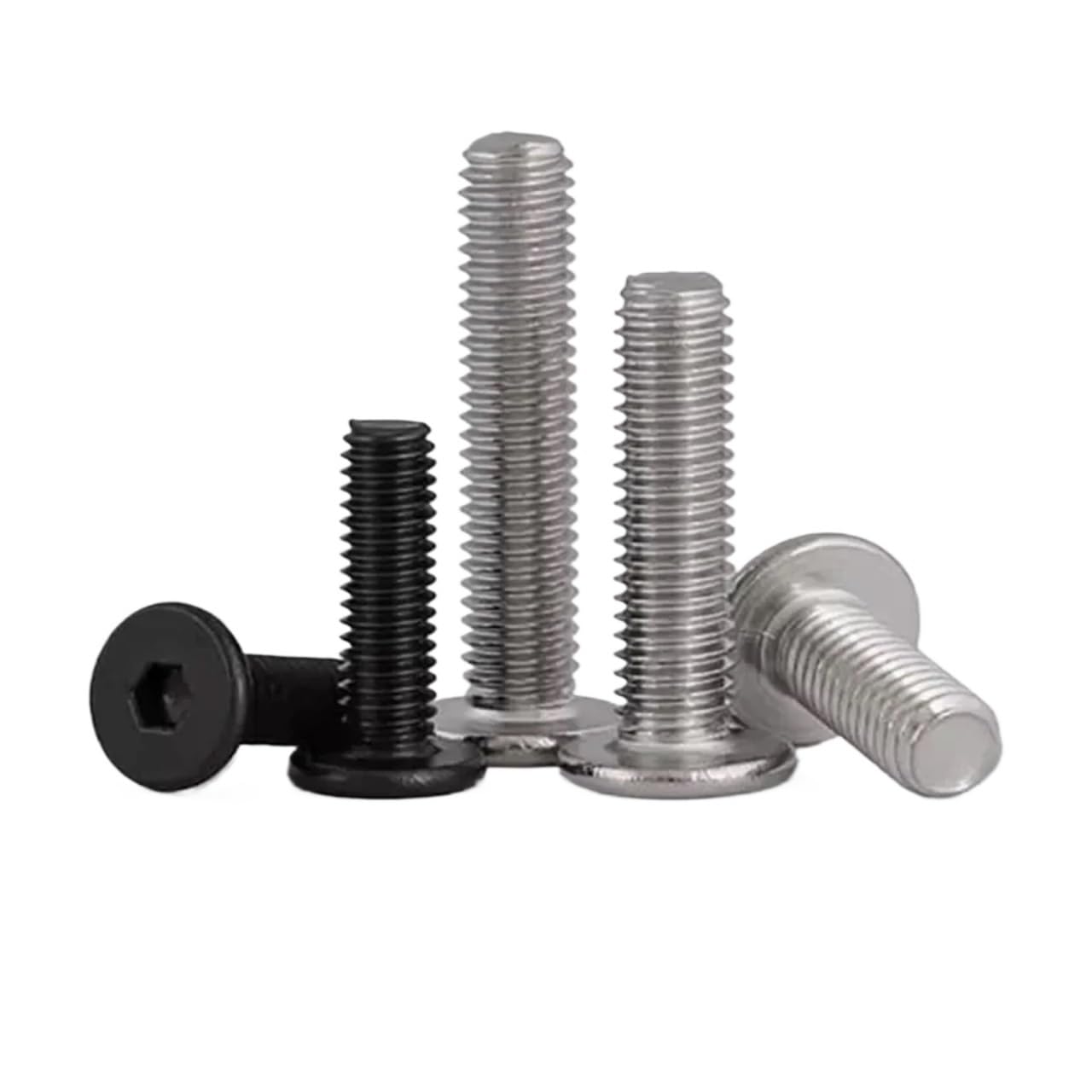 500-1000pcs Black Hex Ultra Thin Head Screw M1.6 M2 M2.5 M3 M4 304 A2 Stainless Steel Hex Socket Flat Wafer Head Screws(Black Colour,14MM_M3 1000PCS)