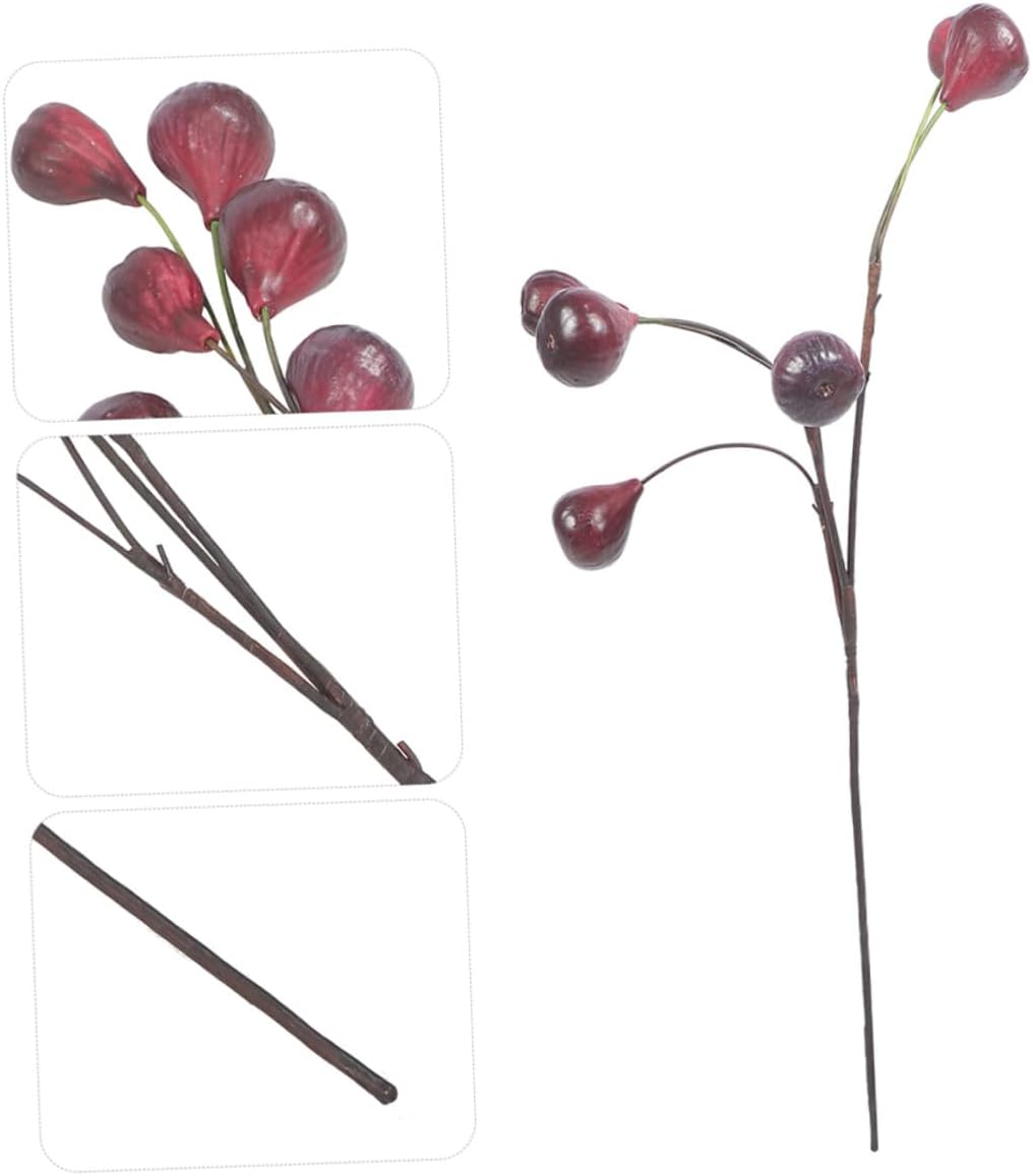ARTIBETTER Artificial Fig Branches with Red Berry Simulation Fruit Decoration 2pcs Faux Lifelike Artificial Fruit for Home and Party Décor Valentine's Day Ornament