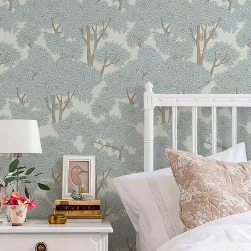 HomKihapai Neutral Forest Jungle Tree Peel and Stick Wallpaper Modern Waterproof Woodland Wall Mural for Bathroom Bedroom Home Wall Decor 17.7" x 78.7" — view 6