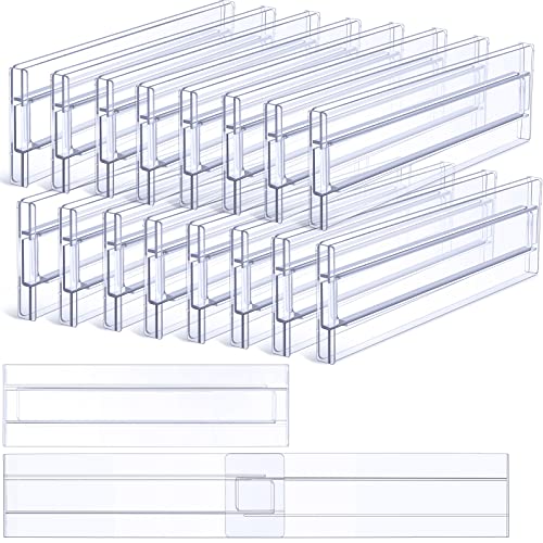 Marsui 18 Pack Drawer Dividers Organizer Expandable From 11-19 Inch, Adjustable 3.2 Inch High Dresser Drawer Organizers Plastic Utensil Organizer For Office Kitchen Clothing Bedroom Bathroom (Clear) #TOP22