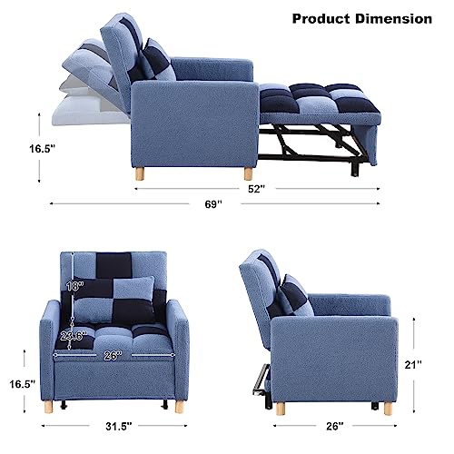Sillón Convertible Plegable Azul miniatura 2