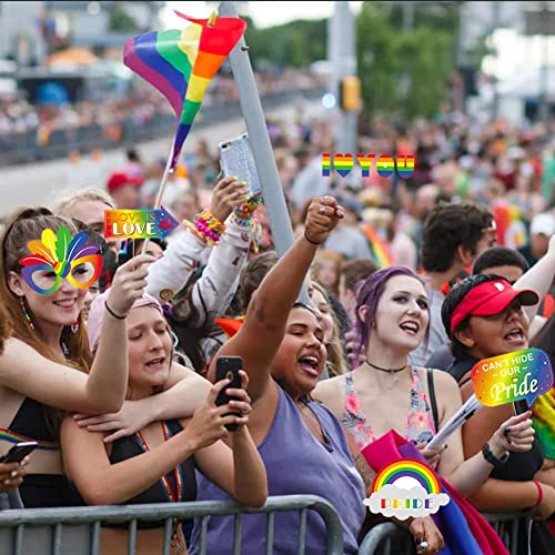26 Pcs Gay Pride Day Rainbow Photo Booth Props Funny Birthday Photobooth Props Decor Photography Props Makeup Props Party Photo Tool Favor Suppliers Games Selfie Posing Signs Diy Craft #TOP3
