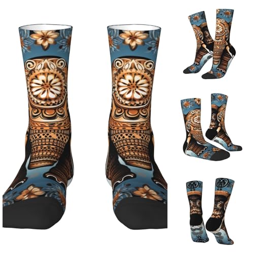 LZQPOEAS Elephant Pattern Athletic Socks Unisex Cushioned Crew Socks Hiking Running Calf Sock Soft Above Ankle Sock