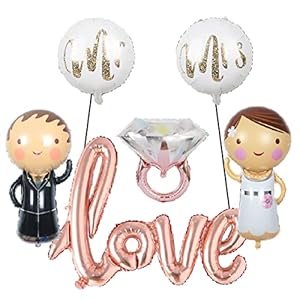 SNOWZAN Hochzeitsdeko Riesen Hochzeits Ballons Luftballon Brautpaar Folienballon Braut Bräutigam Mr & Mrs Luftballons…