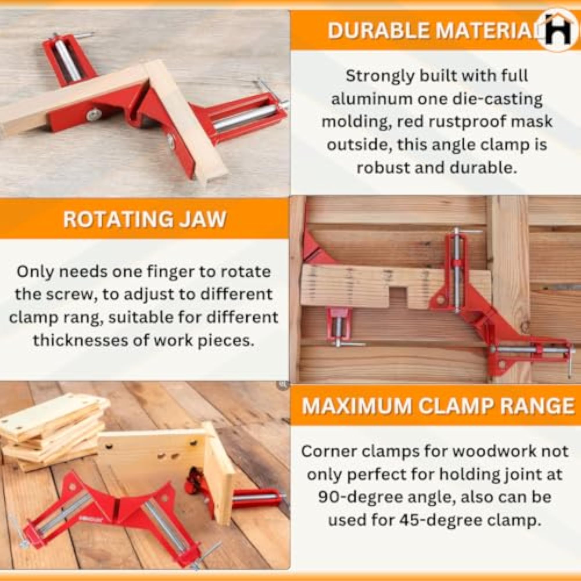 Corner Clamp 90 Degree Woodworking Tool Set of 4