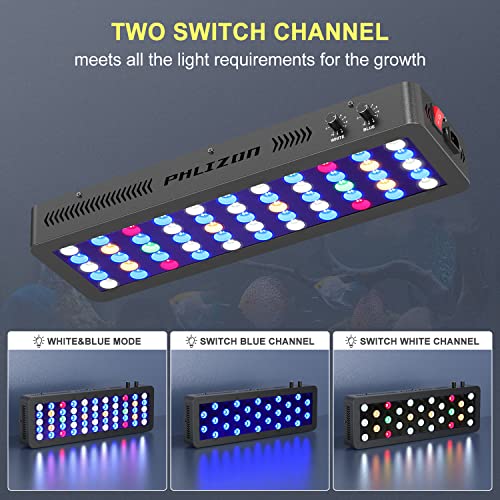 Phlizon 165W Dimmable Full Spectrum Aquarium Led Light Fish Tank Led Reef Decoration Light For Saltwater Freshwater Fish Coral Reef (20"X7"X2.4") #TOP4