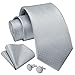 Enlision Men Ties Silver Ties for Men Wedding Silk Woven Tie and Pocket Square Set Formal Business Necktie Handkerchief Cufflinks Platinum Corbata Gris