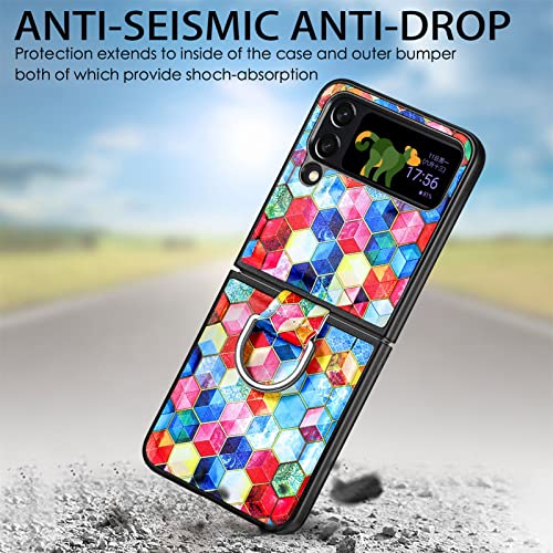 Capa Para Samsung Galaxy Z Flip 4, Pintura Criativa, Capa De Anel De Couro Flip4 Ultrafina E Resiste