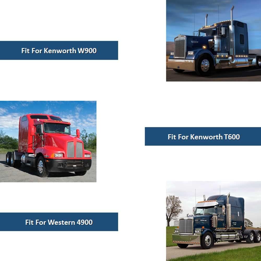 High Soar 2x Headlight Bezel With 12" LED Light Chrome Driver & Passenger Side LH & RH Replacement for 4x6 Light for Kenworth T400 T600 T800 W900B W900L Peterbilt 378 379 Western Star 4900 Trucks