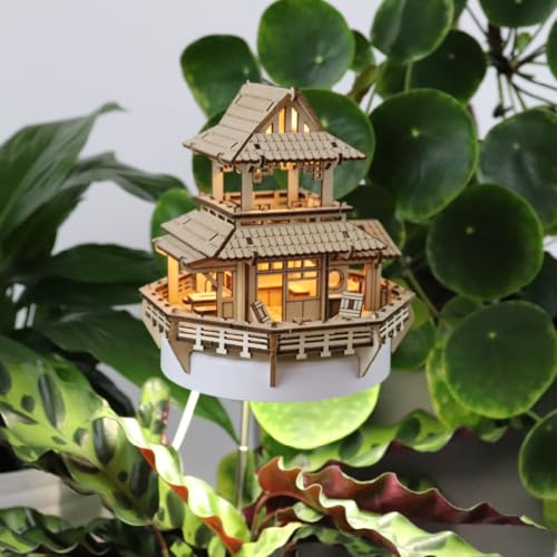 Tiny Treehouses Sunrise Terrace + Grow Light – DIY Holz-Baumhaus mit Vollspektrum USB LED Pflanzenlampe, Timer & Dimmer, 115 Teile
