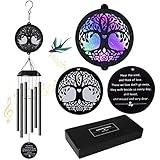 Solar Tree of Life Wind Chimes, Memorial Gift for Mom, Wind Chimes for Outside, Sympathy Wind Chimes