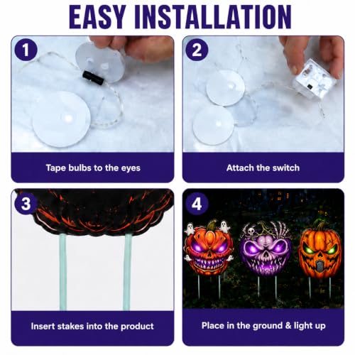6-Count DLPL LED Light-Up Halloween Pumpkin Yard Signs w/ Stakes - image 4
