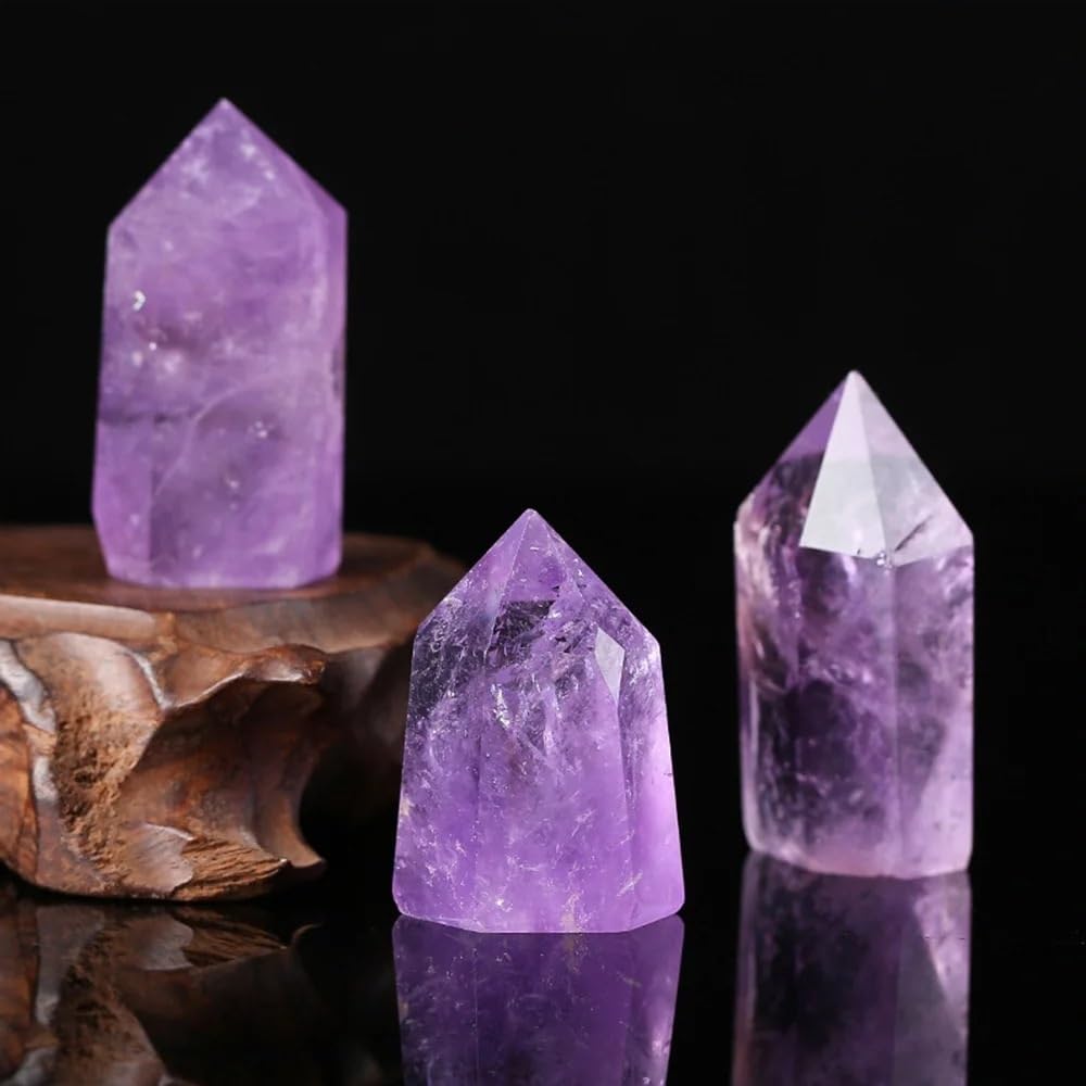 DSZUJTYROP Amethyst Quartz Crystal Dot Stick Obelisk Home Decor Ornament (Size : 5-6cm)
