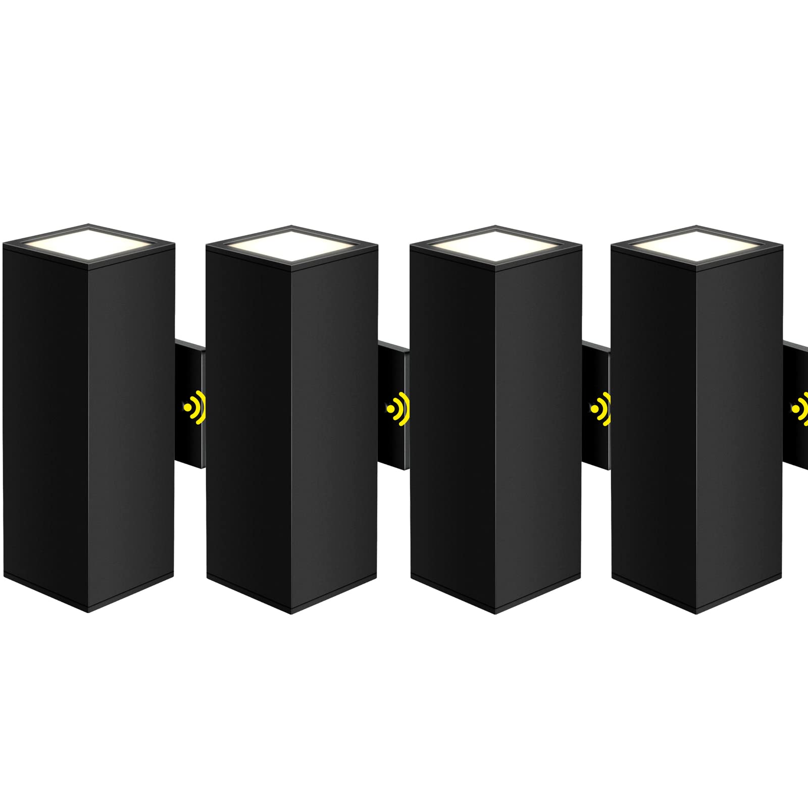 Tesjaso 4 Pack Dusk to Dawn Outdoor Wall Light, Up and Down Lights Wall Sconce Waterproof IP65 Exterior Light Fixture, Aluminum Wall Lamp Fixture ETL Listed Matte Black Bulb NOT Included