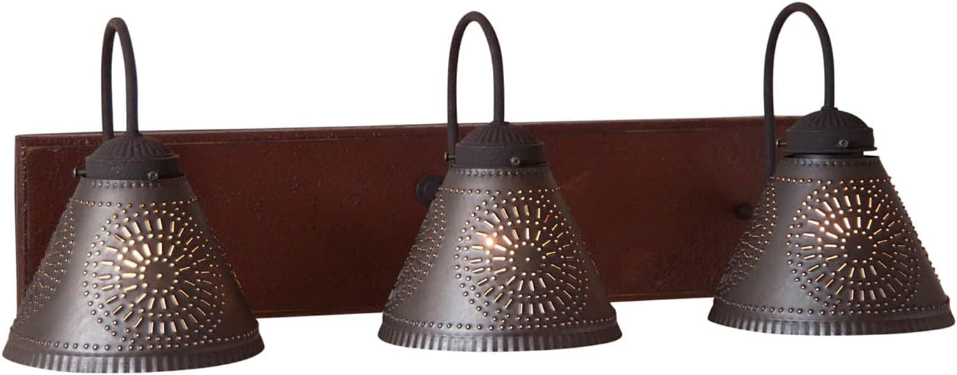 Irvin's Tinware, Crestwood Vanity Light in Plantation Red, 9195TPLR, Rustic Country Lighting