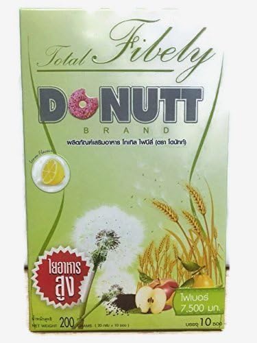 Detox Psylium Husk,Total Fibely Donutt -Fiber 7,500 mg.(Box of 10 sachets) Drink Healthy Lemon Flavor,With Frutooligosaccharide(FOS),Apple cider vinegar,Skin Bright