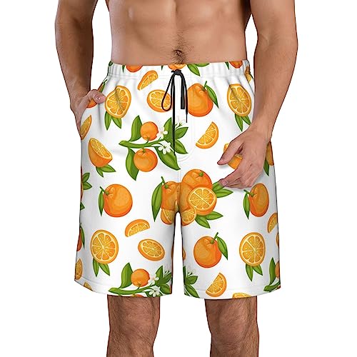 Kkaingg Orange Fruit Men's Swim Trunks Swim Shorts Board Shorts Swimsuit Swimwear Bathing Suit Funny Men's Beach Shorts