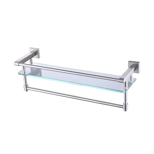 UMI Brushed Steel Glass Shower Shelf Towel Holder
