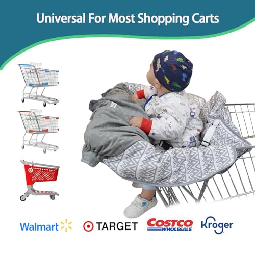 Babyezz Shopping Cart Cover for Baby Boy or Girl, Soft Velvet Cart Cover for Babies, 2 in 1 Cotton High Chair Cover, Portable and Machine Washable Grocery Cart Cover for Baby, Toddler (Grey Plaid) - Thumbnail 7