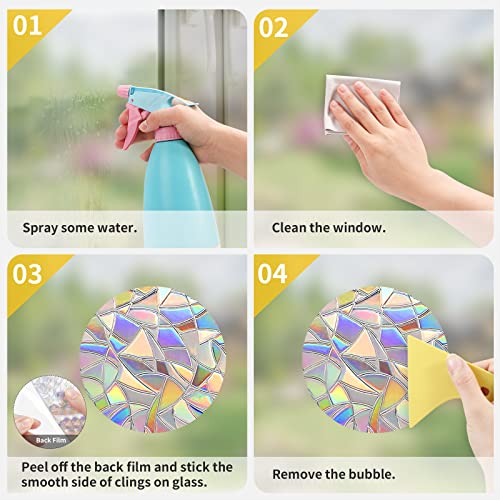 Image of Window Decals for Birds Strikes, DELLAN 35 Anti-Collision Bird Deflectors, Suncatcher Stickers Rainbow Window Clings for Glass Windows