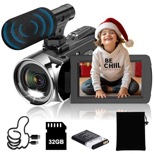 Weochi Video Camera Camcorder HD 4K 48MP Digital Cameras Recorder for YouTube TikTok 3 Inch 270 Degree Rotation Screen 18X Zoom Vlogging Camcorders for Kids Teens Students Beginners Elders
