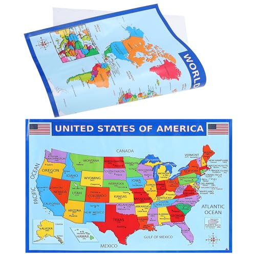 OATIPHO Carte Mondiale Magnétique en Papier UV Résistant Décoloration Poster Éducatif pour Apprentissage Géographique Précoce en Milieu Scolaire ou...