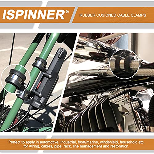 Ispinner 52Pcs Cable Clamps Assortment Kit, 304 Stainless Steel Rubber Cushion Pipe Clamps In 6 Sizes 1/4" 5/16" 3/8" 1/2" 5/8" 3/4" #TOP6