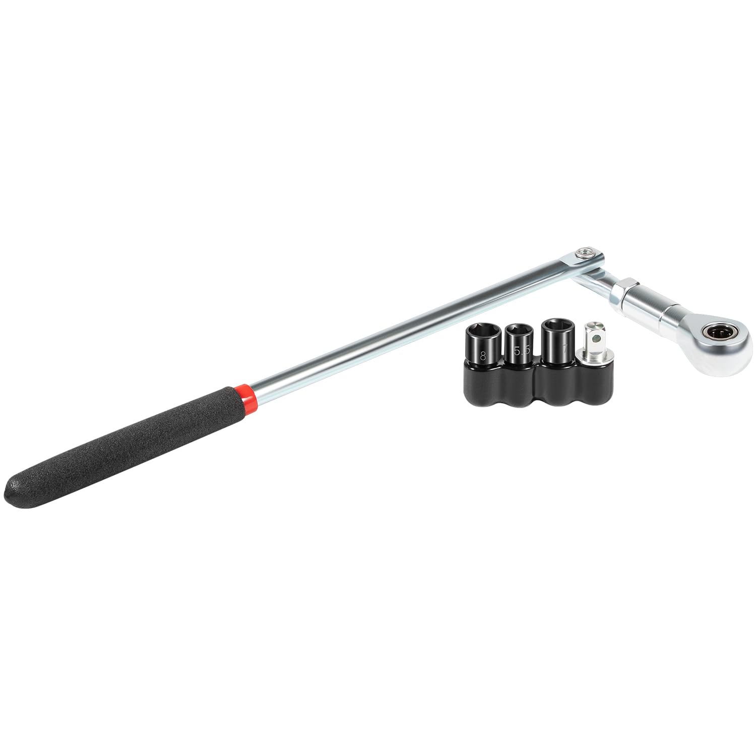 Ezbzyz 64180 Actuator Motor Wrench Set includes 5.5 mm, 7 mm, and 8 mm sockets, as well as a 1/4-inch square head drive adapter for replacing