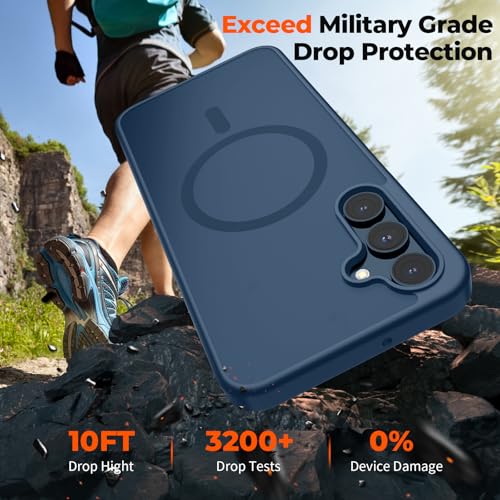 Image of SUPFINE Magnetic for Samsung Galaxy A16 5G Case with Screen Protector, (Built-in Magnets) (Military Grade Drop Protection) Slim Translucent Shockproof Phone Case,Sapphire Blue