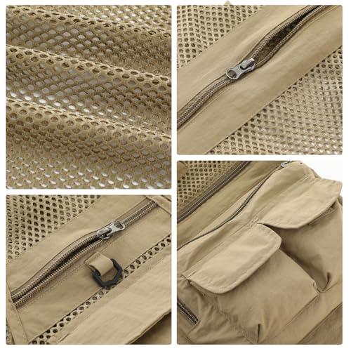 4 Pcs Fishing Vest and Hat for Men Safari Vest with Pockets Include Summer Lightweight Outdoor Jacket with Bucket Hat Fishing Gloves Ice Silk Sleeves for Outdoor Work3