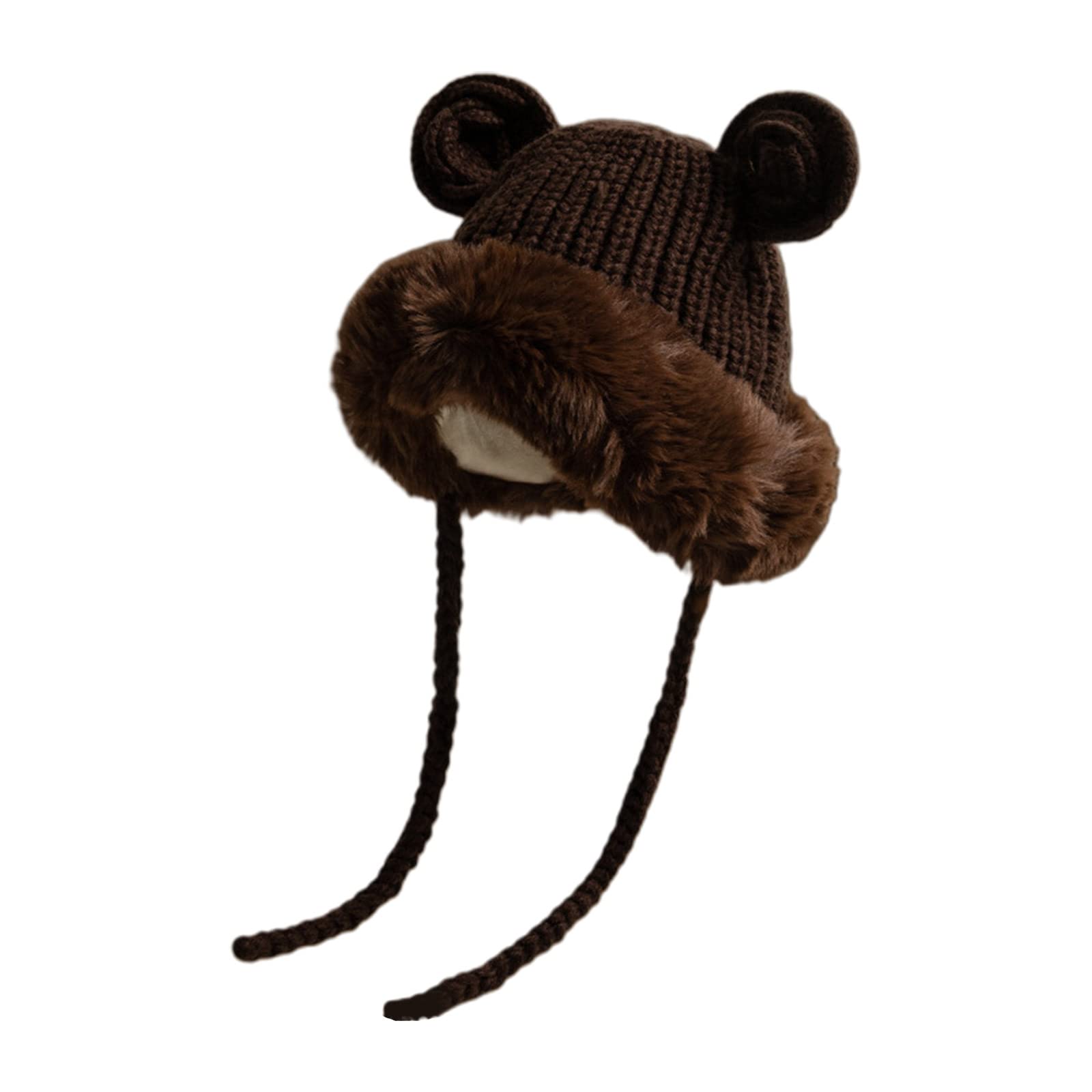 GRABAGECAN Brim Bear Ear Warm Hat Winter Warmer Cycling Skiing Hat Cold Winter Presents for Children Teenagers Coffee
