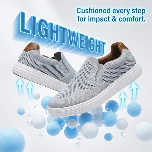 Image of konhill Mens Slip On Loafers Sneakers - Casual Knit Walking Shoes for Men, Lightweight Breathable Memory Foam Boat Shoes, Comfortable Slip-On Driving Loafers for Work Travel Beach
